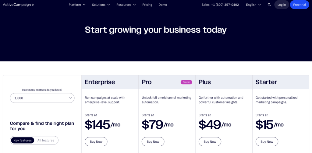 ActiveCampaign vs ConvertKit: activecampaign pricing